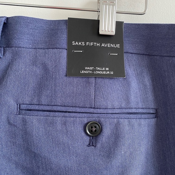 Saks Fifth Avenue Blue Men’s Flat Front Dress Pants Size 36x32 New With Tag - Picture 8 of 8